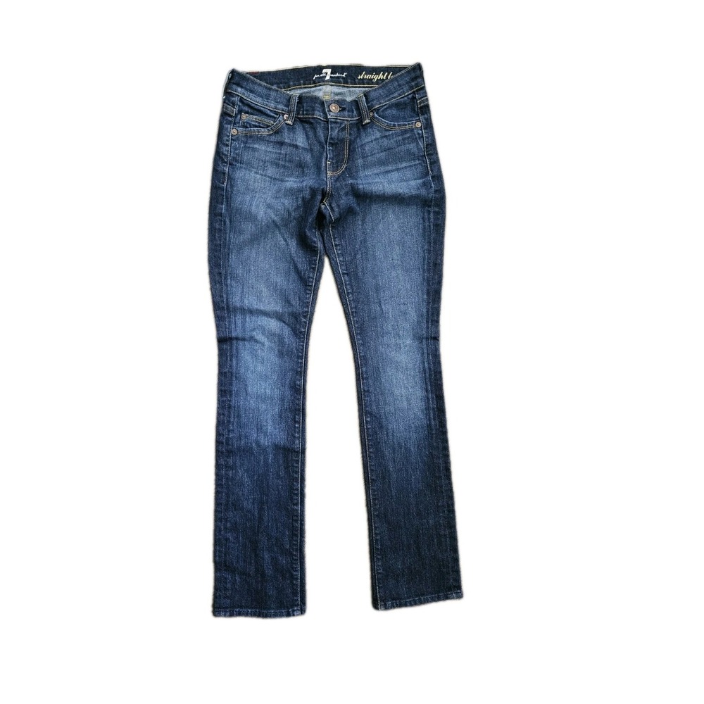 7 For All Mankind Straight Leg Jeans Womens 24 (26x30) Low-Rise Embroidered Boho